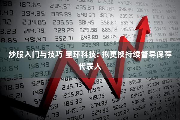 炒股入门与技巧 星环科技: 拟更换持续督导保荐代表人